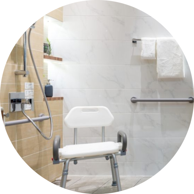 Bath chair inside the bathroom
