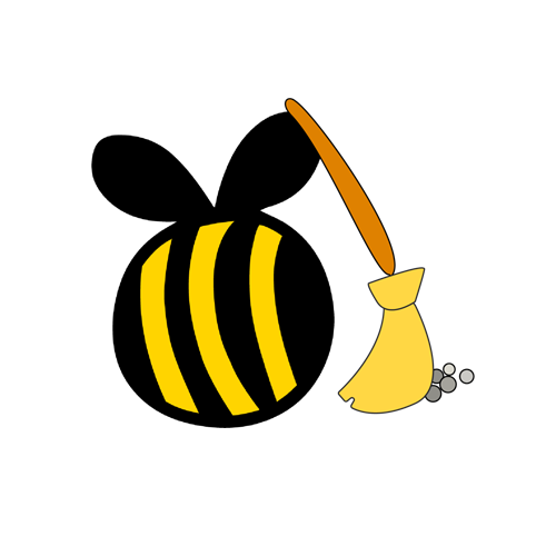 bee cleaning with a broom