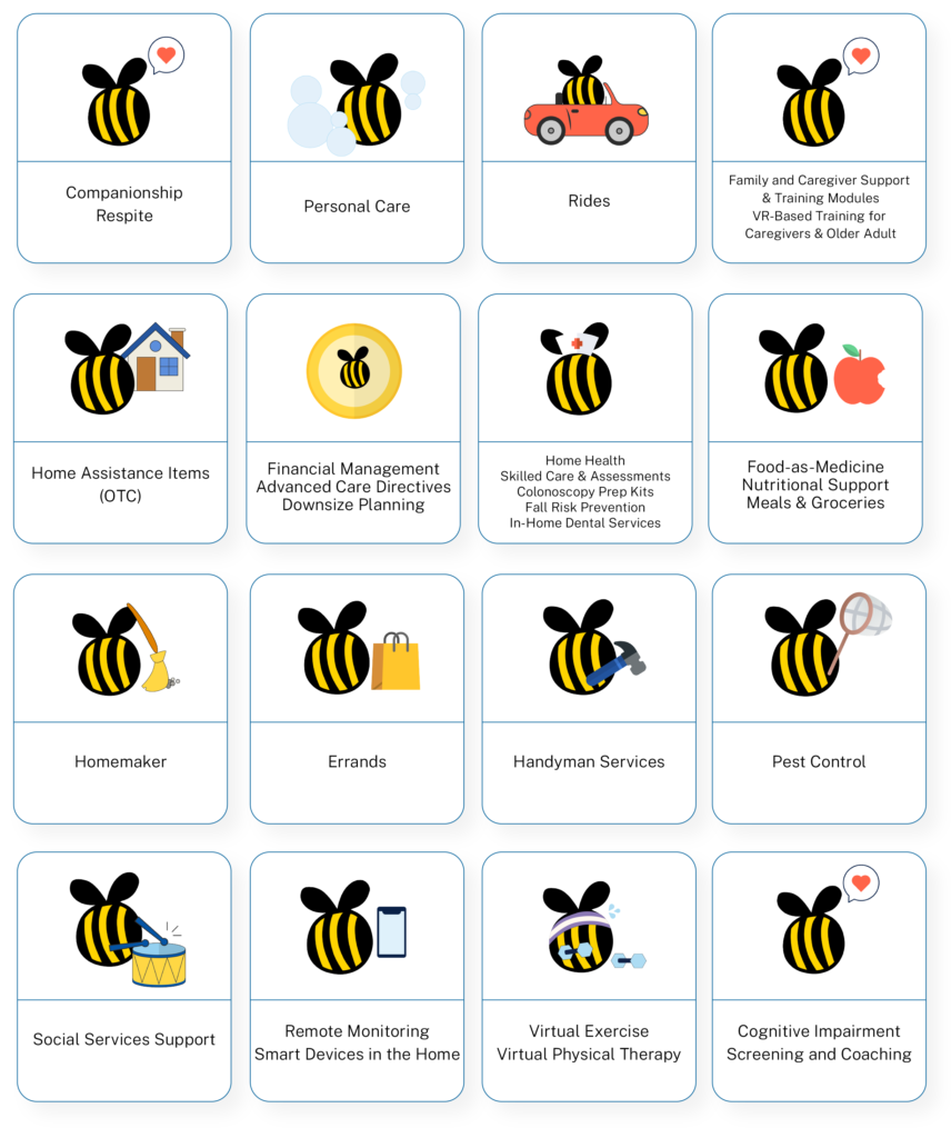 Services offered by Health Align and Helper Bees illustration